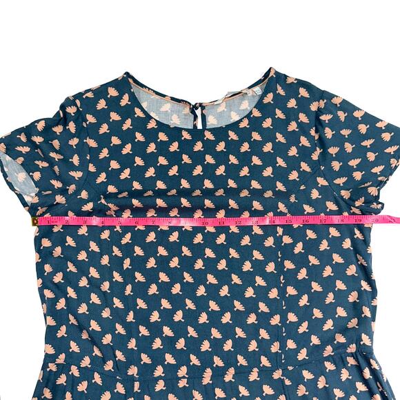 Boden Blue Floral Print Cap Sleeve Fit & Flare Dress Size 10L - Picture 9 of 12